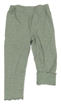 Khaki květované legíny Liegelind