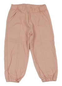 Světlerůžové plátěné cuff kalhoty Lily & Dan