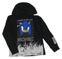 Černé triko se Sonicem z flitrů a kapucí Next