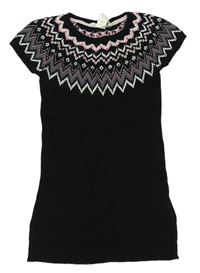 Černé svetrové šaty se vzorem H&M