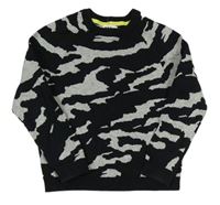 Černo-šedý army svetr miniclub
