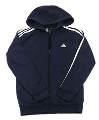 Tmavomodro-bílá propínací mikina s kapucí zn. Adidas
