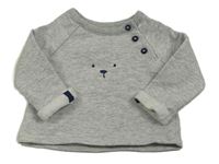Šedá melírovaná mikina s medvídkem the little white company