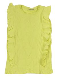 Citronové žebrované tričko s volánky Matalan