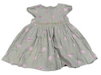Světlešedo-růžové puntíkaté plátěné šaty Mothercare