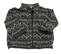 Tmavošedo-šedá vzorovaná fleecová propínací mikina H&M