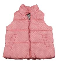 Růžová puntíkatá prošívaná šusťáková zateplená vesta Next
