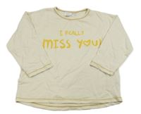 Smetanové oversize mikinotriko s nápisy ZARA