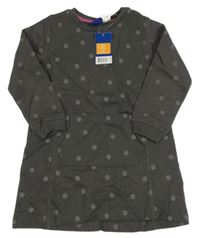 Nové - tmavošedé puntíkaté teplákové šaty s kapsou lupilu
