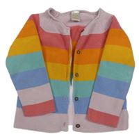 Barevný pruhovaný propínací svetr PUSBLU