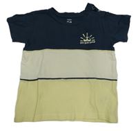 Tmavomodro-bílo-světležluté tričko se sluníčkem C&A