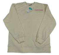 Nové - smetanová mikina s nápisy a kytičkami Matalan