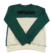 Smaragdovo-smetanová mikina s nápisem ZEEMAN