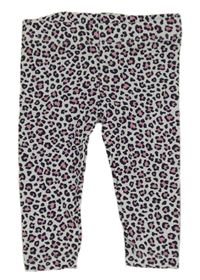 Bílo-tmavomodro-růžové vzorované legíny