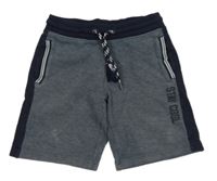 Tmavomodré melírované teplákové kraťasy s nápisem C&A