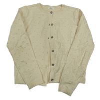 Smetanový 3D puntíkatý propínací crop svetr Next