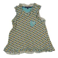 Smetanovo-pestré vzorované šaty se srdíčkem GYMP