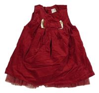 Tmavočervené sametovo/manšestrové šaty s mašlí LC WaIKIKI