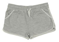 Šedo-bílé melírované teplákové kraťasy