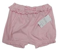 Nové - světlerůžové kraťasy s mašličkou a volánkem Matalan