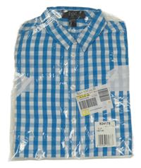 Nové - modro-bílá kostkovaná košile s dlouhým rukávem bpc