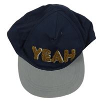 Tmavomodro-šedá plátěná kšiltovka s nápisem ZARA