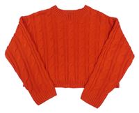 Červený vzorovaný žebrovaný pletený crop svetr New Look