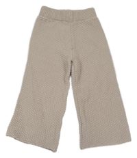 Béžové vzorované wide leg pletené kalhoty SHEIN