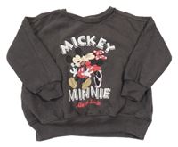Tmavošedá oversize mikina s Minnie a Mickey PRIMARK