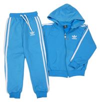 2Set - Modro-bílá propínací mikina s kapucí + tepláky Adidas