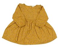 Okrové květované lehké šaty s volánky H&M