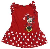 Červená bavlněná šatová tunika s Minnie a puntíky zn. Disney