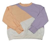 Lila-meruňkovo-bílá mikina zn. H&M