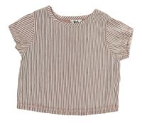 Bílo-starorůžové pruhované třpytivé crop tričko M&Co.
