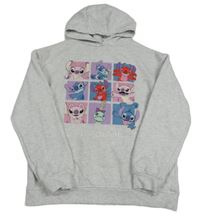 Světlešedá melírovaná mikina se Stitchem a kapucí Primark