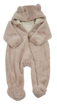 Starorůžová kožešinová podšitá kombinéza s kapucí H&M