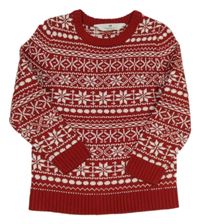 Červený vzorovaný svetr H&M