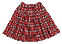Červeno-černo-bílá kostkovaná skládaná sukně Primark