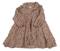 Starorůžové květované manšestrové propínací košilové šaty s volánky Next