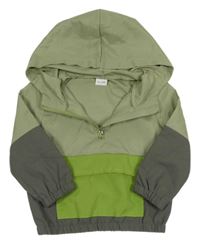 Khaki-tmavošedá šusťáková bunda s kapucí