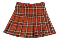 Červeno-hnědo-černá kostkovaná třpytivá skládaná sukně H&M