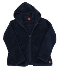 Tmavomodrá chlupatá propínací mikina s kapucí S. Oliver