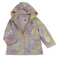 Duhová třpytivá nepromokavá lehce zateplená bunda s kapucí F&F