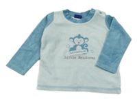 Světlemodro-modré sametové triko s opicí Lupilu