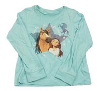Světlemodré triko s koněm a dívkou - Spirit C&A