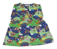 Modro-zeleno-barevné bavlněné šaty se slony a duhami Jojo Maman Bébé