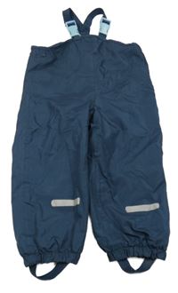 Tmavomodré šusťákové zateplené laclové kalhoty Pocopiano