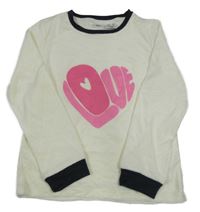 Smetanové sametové pyžamové triko s nápisem L&D