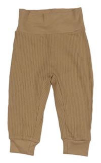 Hnědé žebrované lehké tepláky Alana