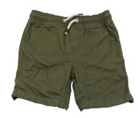 Khaki plátěné kraťasy Tu